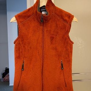 Women’s Patagonia Red Orange Burgundy Polartec Fuzzy Zip-Up Vest Size Small